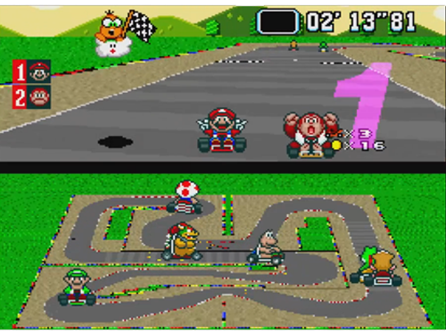 Super Mario Kart gameplay footage (1992)